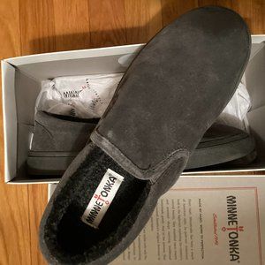 Brand New Minnetonka Charcoal Grey Slippers